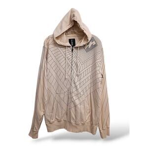 Vintage Billabong Hoodie Zip Jacket Men's L Beige Logo Y2K Surf Beach Grunge 90s